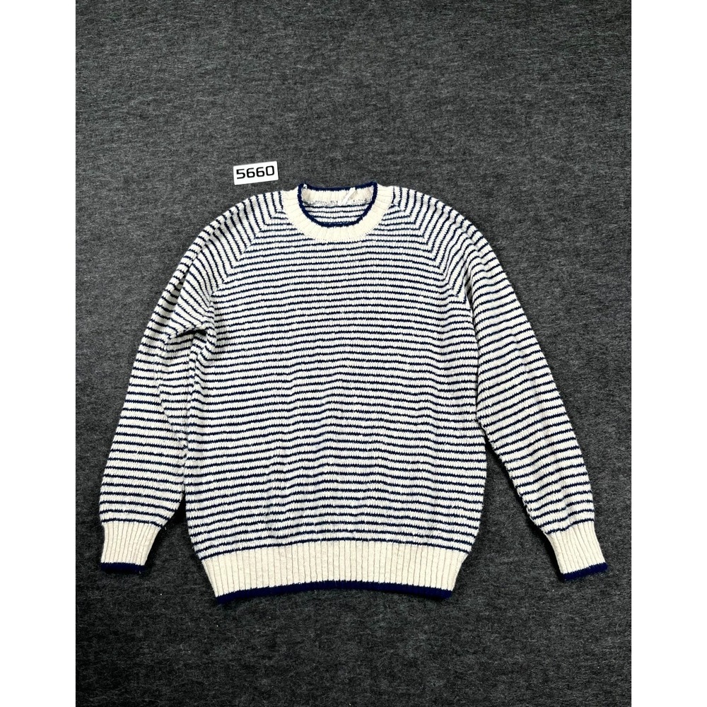 Vintage Vanity Fair Sweater Mens Large Navy White Raglan Sleeve Retro Crew‎ Neck